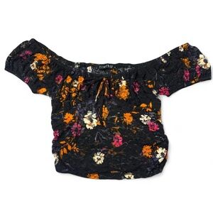 Black Floral Off-Shoulder Top